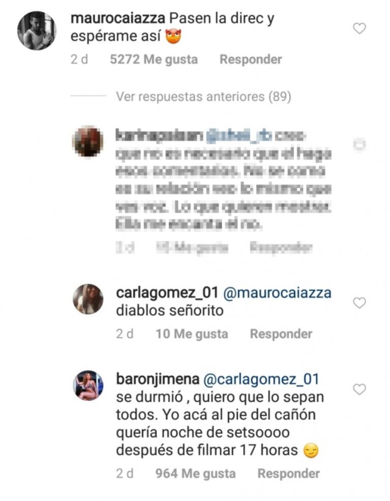La foto súper hot de Barón, la pícara respuesta de Mauro Caiazza... ¡y el "escrache íntimo" de Jimena a su novio!