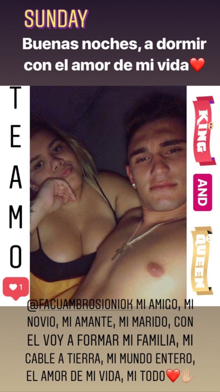 La foto súper hot de Morena Rial con su novio, Facundo Ambrosioni: "A dormir con el amor de mi vida"