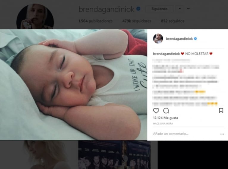 La foto súper tierna de la hija de Brenda Gandini y Gonzalo Heredia: "No molestar" 