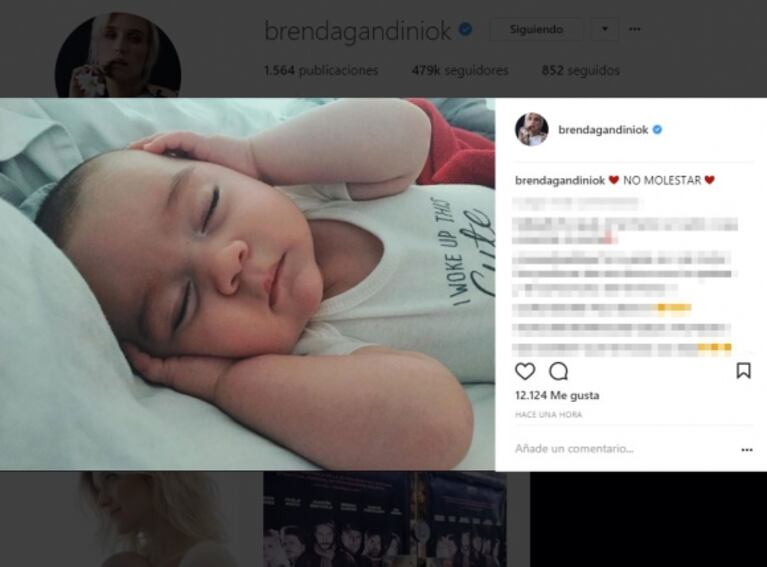 La foto súper tierna de la hija de Brenda Gandini y Gonzalo Heredia: "No molestar"