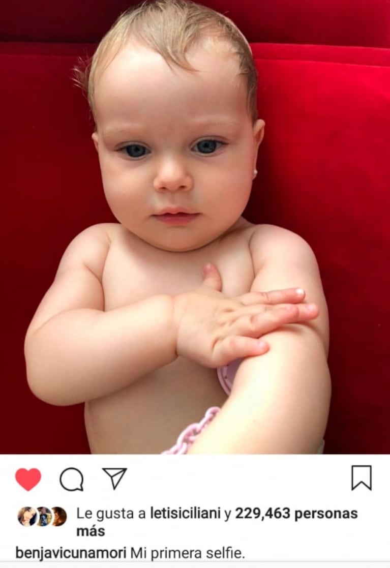 La foto súper tierna de Magnolia, la hija de Benjamín Vicuña y la China Suárez: "Mi primera selfie"