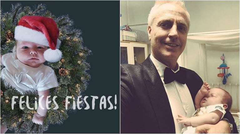 La foto súper tierna de Marley y su hijo, con gorrito de Papá Noel: Feliz 2018 les desea Mirko