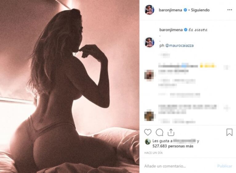 La foto ultra hot de Jimena Barón... ¡que Mauro Caiazza le sacó desde la cama!: "La siesta"