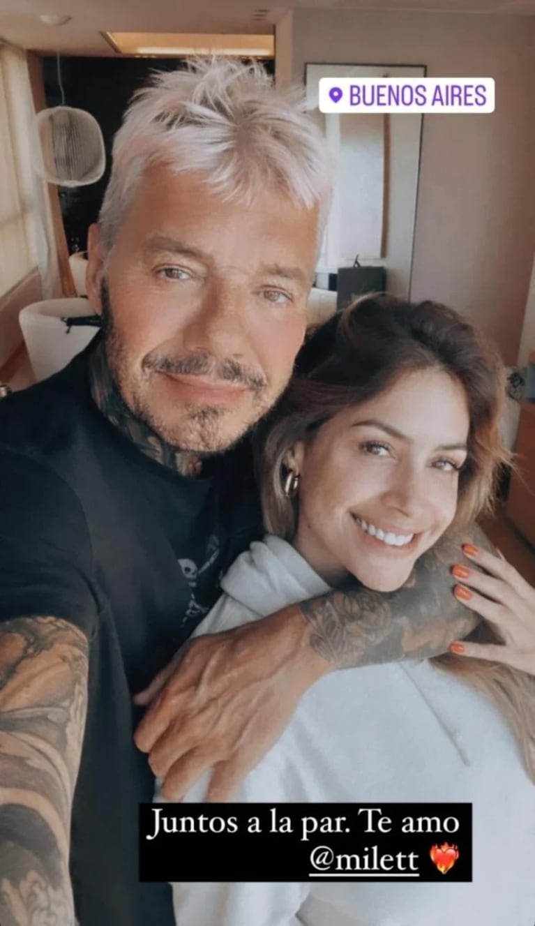 La foto y el mensaje de Marcelo Tinelli a Milett Figueroa en Instagram.