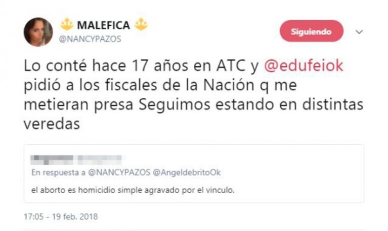 La fuerte confesión de Nancy Pazos en medio del debate sobre el aborto: "Yo aborté frente a la Facultad de Medicina, yo elegí y sobreviví"