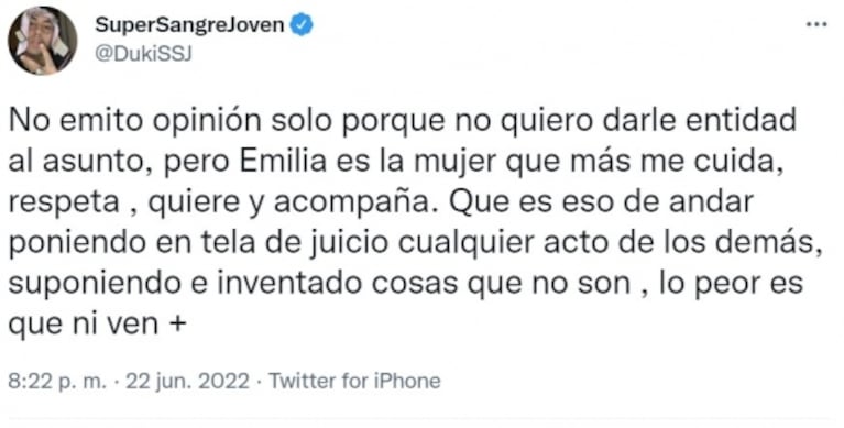 La fuerte reacción de Duki cuando insinuaron que Emilia Mernes le había sido infiel