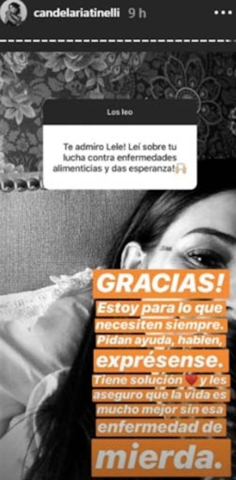 La fuerte reflexión de Cande Tinelli tras haber superado sus problemas alimenticios: "La vida es mucho mejor"