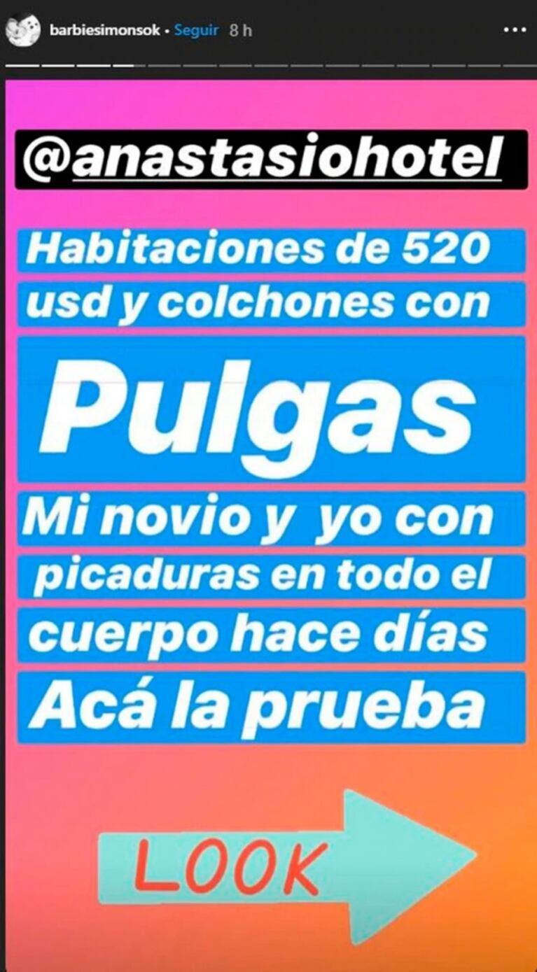 La furia de Barbie Simons durante sus vacaciones en Punta: "Habitaciones de 500 dólares y colchones con pulgas"