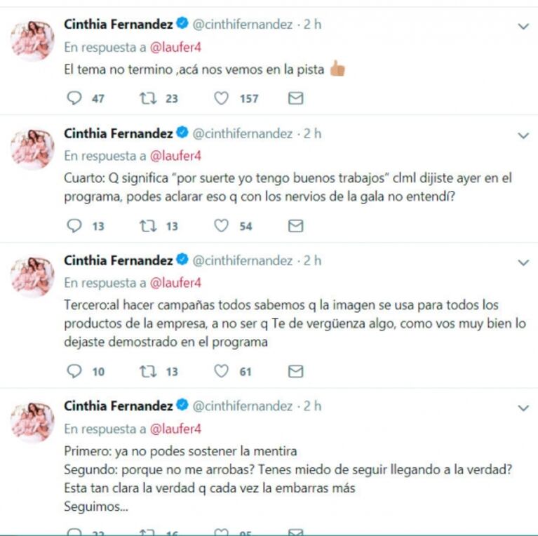 La furia de Cinthia Fernández con Laurita, tras el conflicto que se desató en el Bailando: "No podés..."