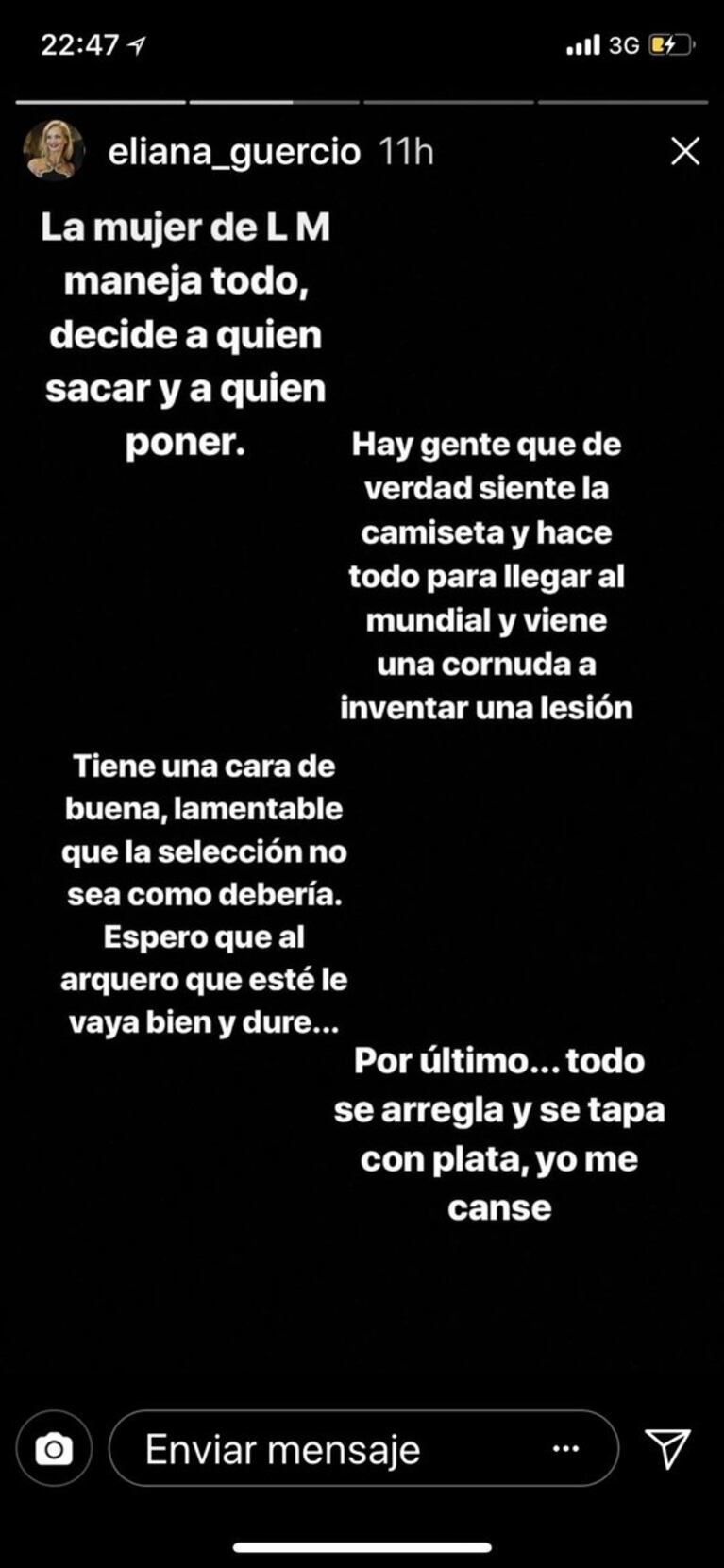La furia de Eliana Guercio tras la viralización de unos picantísimos mensajes falsos contra Antonela Roccuzzo