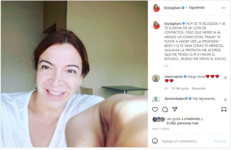 La furia de Lizy Tagliani contra su ex, Leo Alturria: "Hoy se te bloquea y se te elimina de mis contactos"