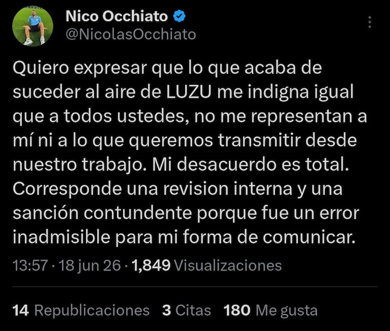 La furia de Nico Occhiato por la fake news sobre Jorge Messi en Luzu TV: pidió una sanción
