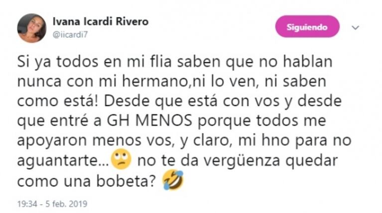 La furiosa reacción de Ivana Icardi a un posteo de Wanda sobre Mauro: "Cuando dejará de ser tan mitómana"