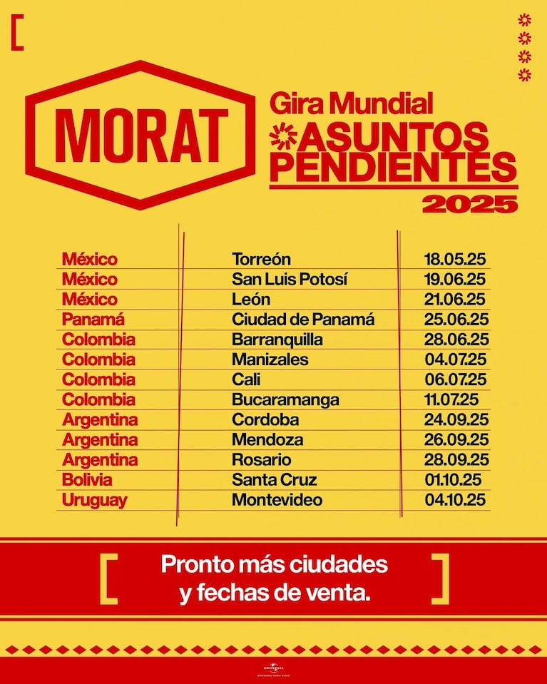 La gira Asuntos Pendientes 2025 de Morat.