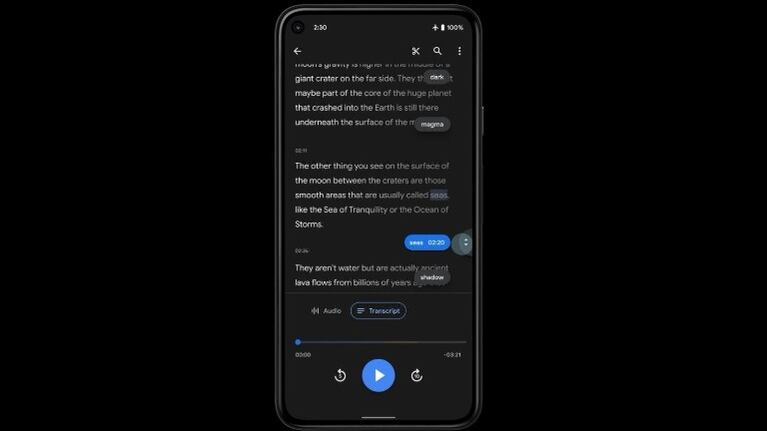 La grabadora de Google marcará automáticamente las palabras más importantes de las transcripciones. Foto: DPA.