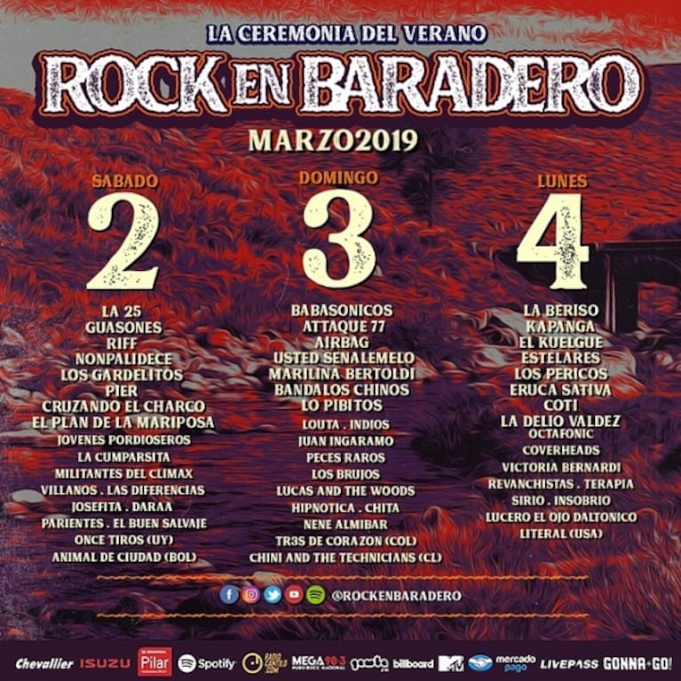 La grilla con todos los shows del festival Rock en Baradero