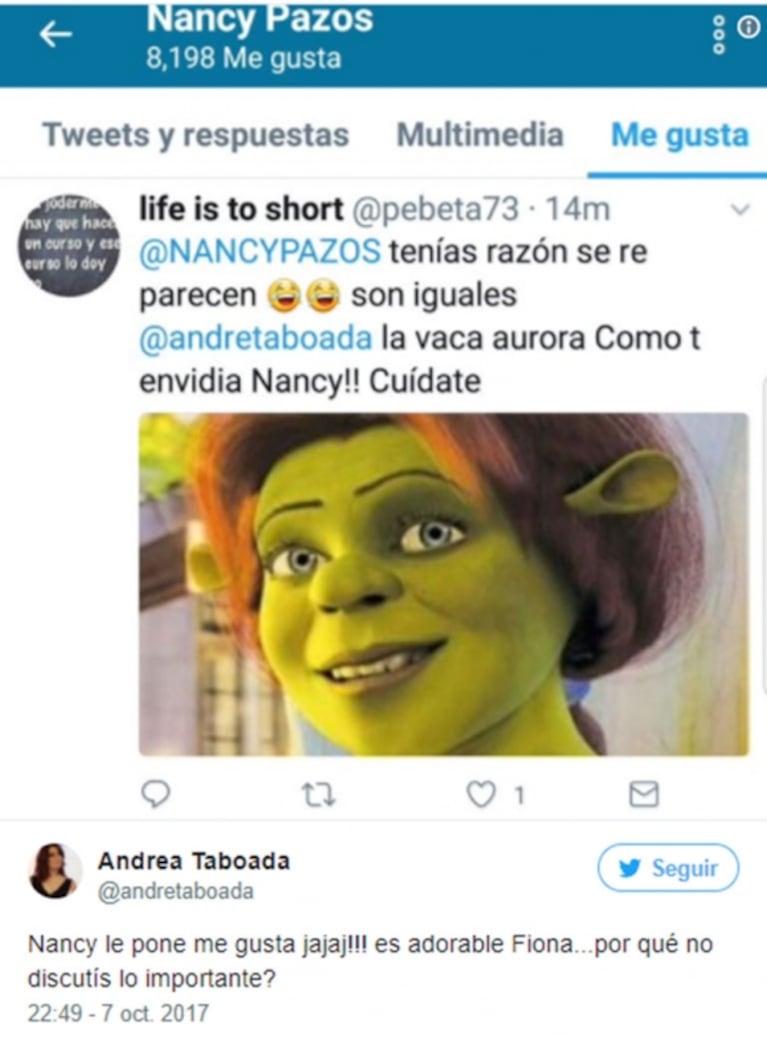 La guerra de Nancy Pazos y Andrea Taboada en Twitter: "chicanas" muy filosas, polémica ¡y bloqueo! 