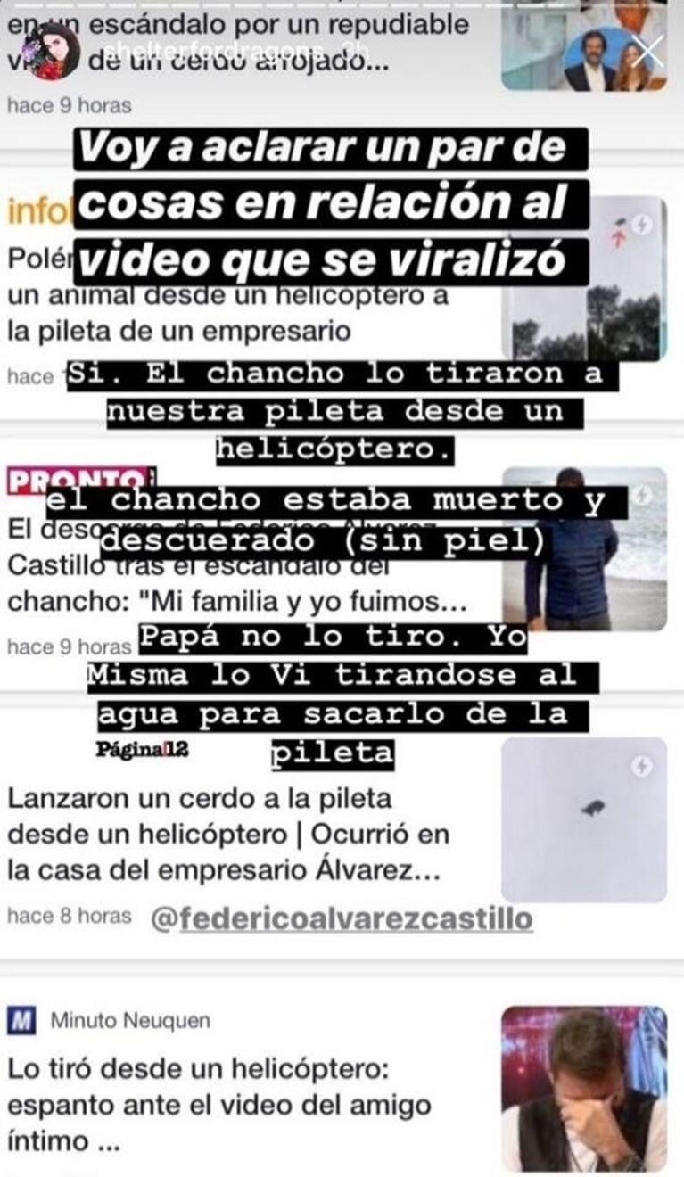 La hija de Federico Álvarez Castillo defendió a su padre en medio del escándalo: "El chancho estaba muerto"
