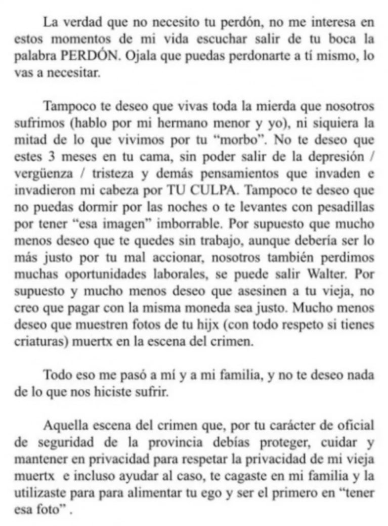 La hija de Natacha Jaitt, fuerte contra el policía que filtró la foto de su mamá tras su muerte: "Por tu culpa estoy con asistencia psicológica"