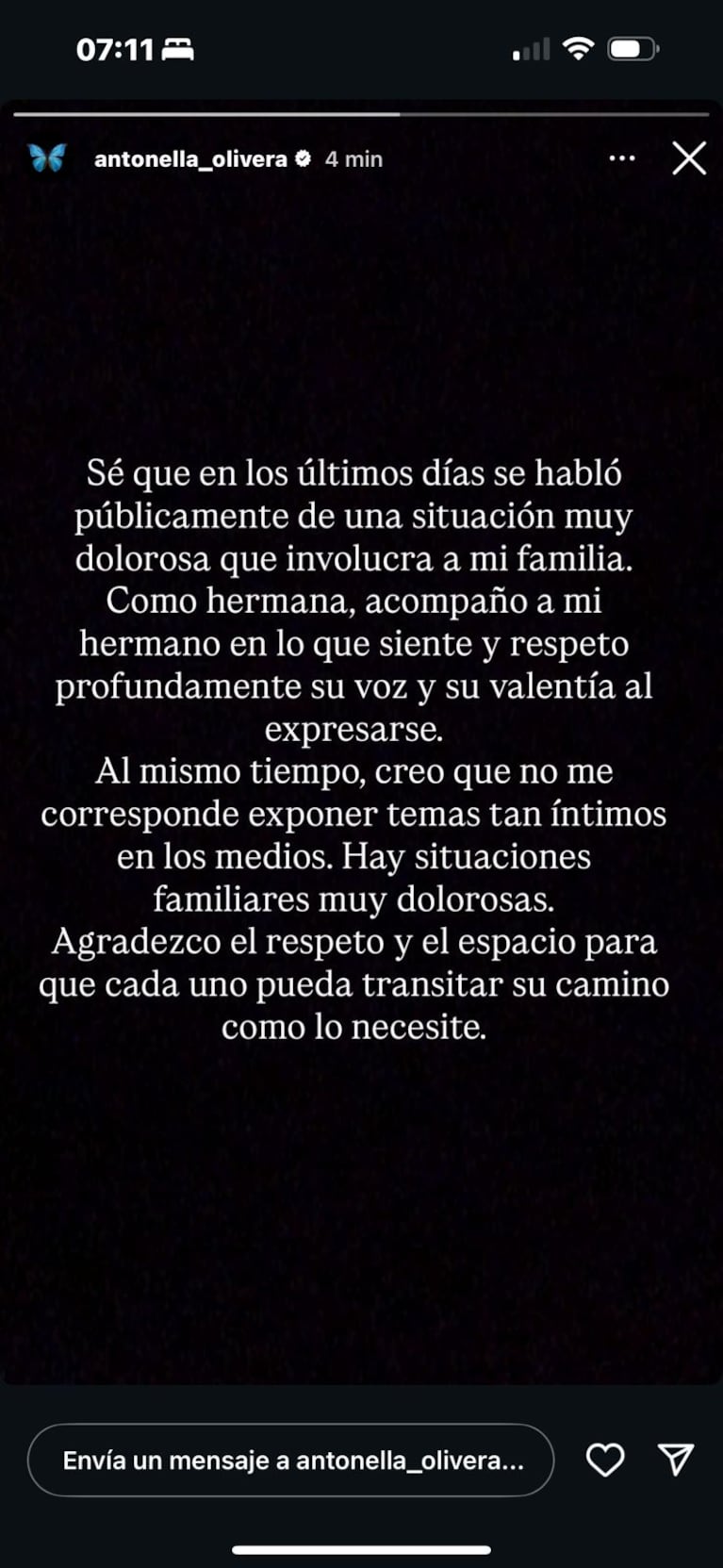 La hija de Natacha Jaitt rompió el silencio tras las declaraciones de su hermano Valentino contra Ulises | Créditos: Instagram @antonella_olivera