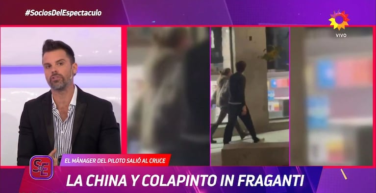 La imagen viral de la China Suárez con Franco Colapinto en Madrid, en noviembre del 2024. (Foto: Socios del espectáculo).