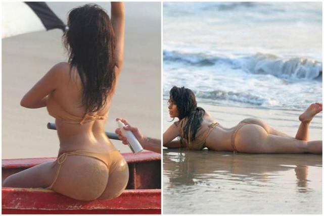 La increíble cola de Kim, la hermana de Khloe. (Foto: Web)
