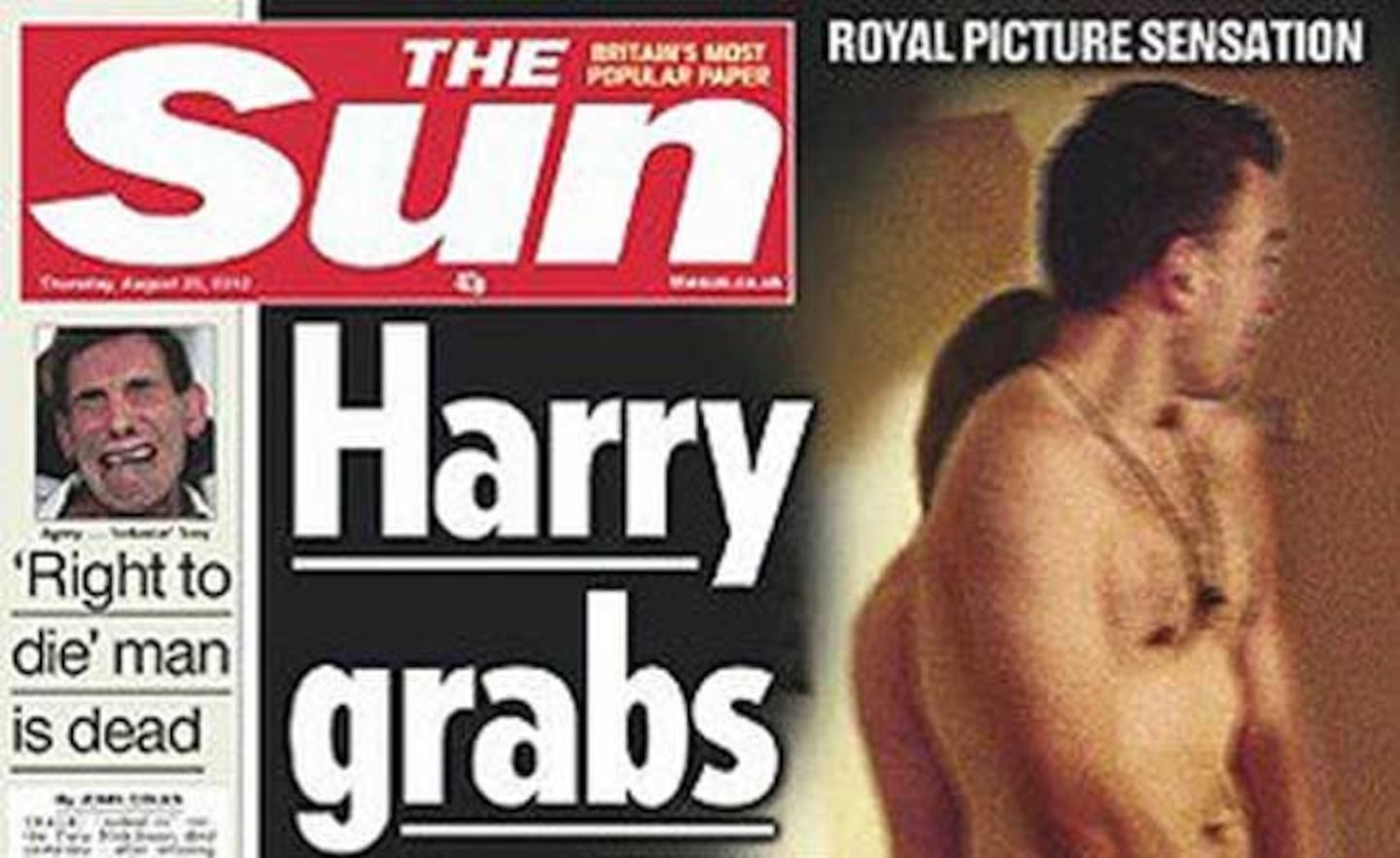 La increíble recreación de The Sun de la escandalosa foto del príncipe Harry. (Foto: The Sun)