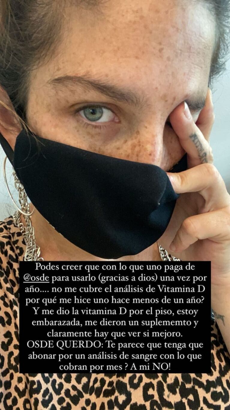La indignación de Juana Repetto con su prepaga, que no le cubre un examen de sangre: "¡Con lo que uno paga!"