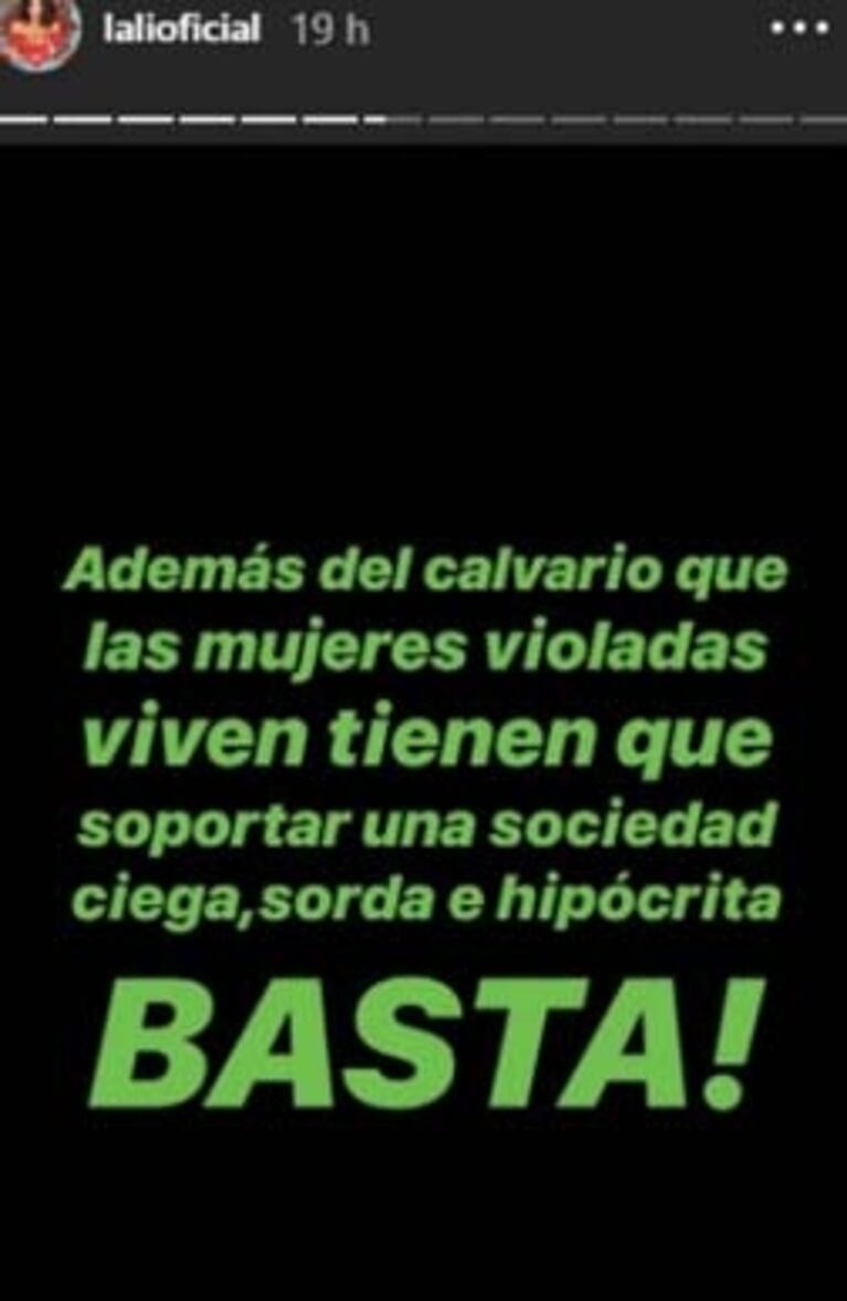 La indignación de Lali Espósito, tras escuchar el testimonio de una joven que fue violada durante años por su padre y su hermano