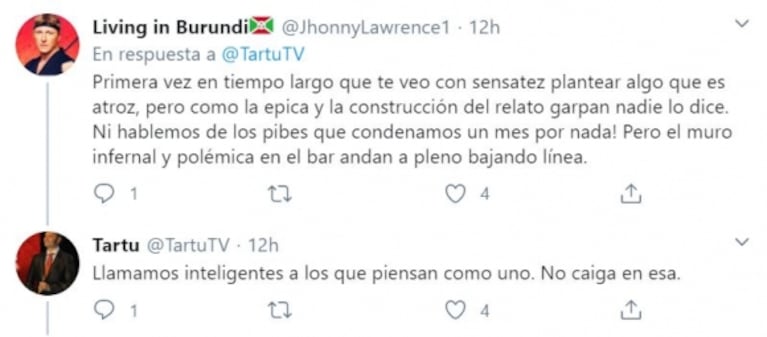 La indignación de Tartu en cuarentena: “Yo no puedo comer con mis viejos de 80 años, pero en TV comen con amigos” 
