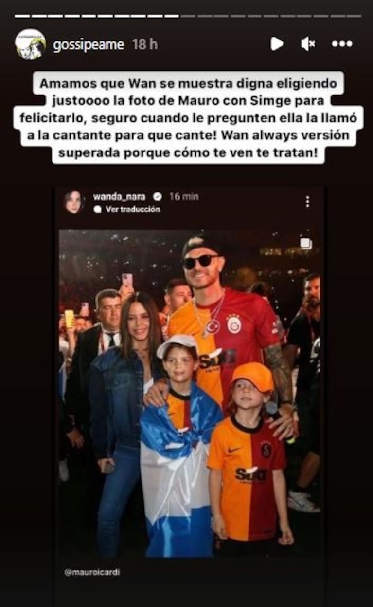 La inesperada reacción de Wanda Nara a una foto de Mauro Icardi con una bella cantante turca