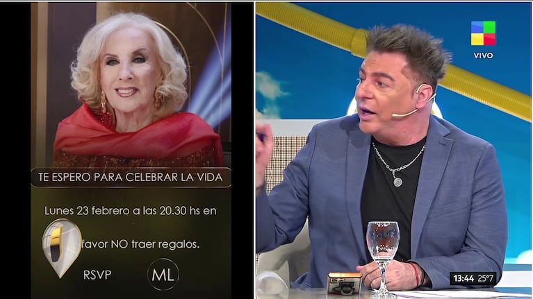 La invitación de Mirtha Legrand de su cumpleaños (Foto: captura de América).