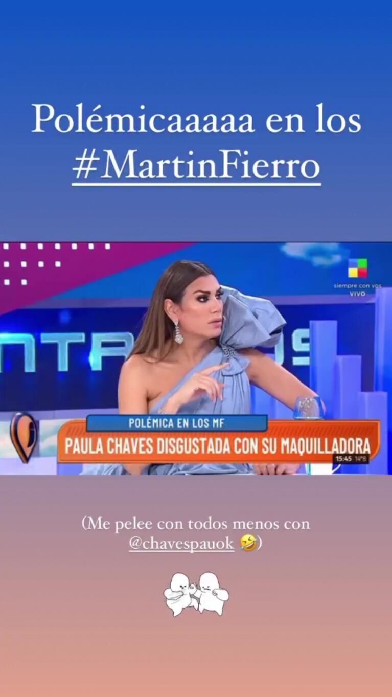 La irónica reacción de Paula Chaves ante los rumores de conflicto con su maquilladora en los Martín Fierro