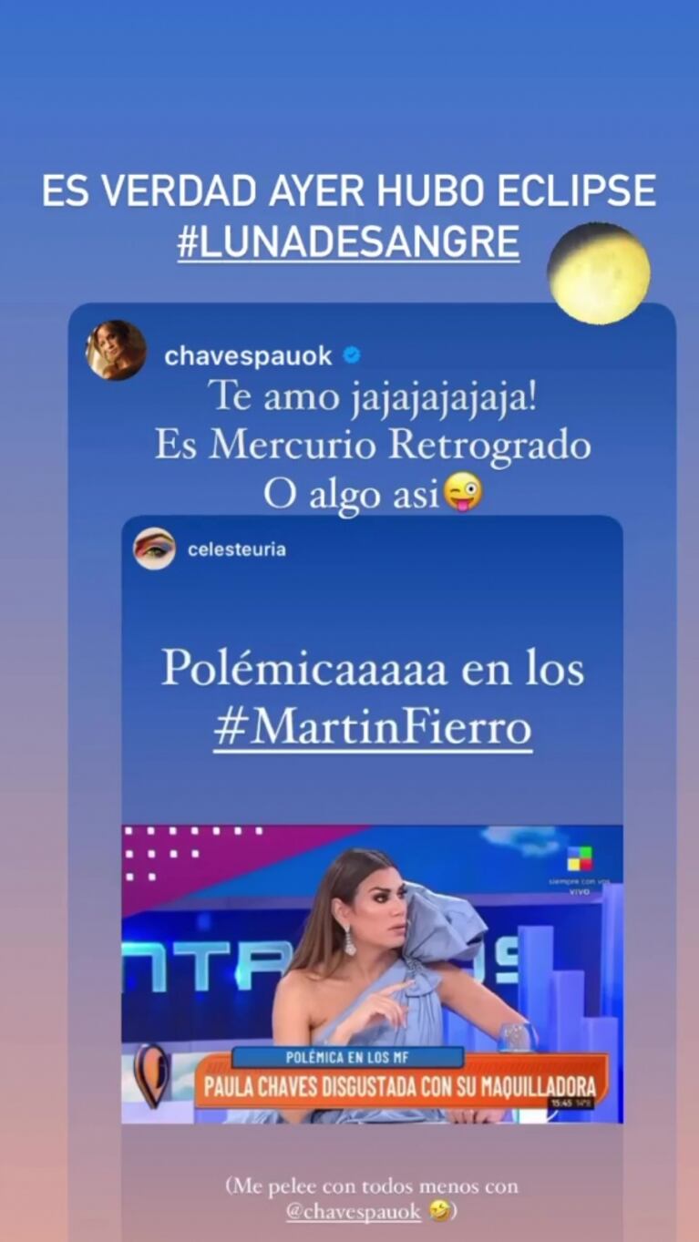 La irónica reacción de Paula Chaves ante los rumores de conflicto con su maquilladora en los Martín Fierro