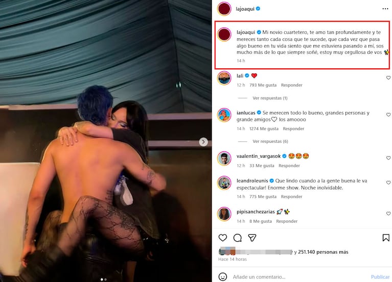 La Joaqui, emocionada por el show de Luck Ra en Vélez (Foto: Instagram)
