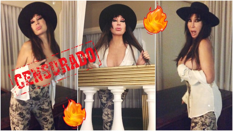 La jugada producción de Moria Casán en topless y luciendo su lomazo (Fotos: Twitter)