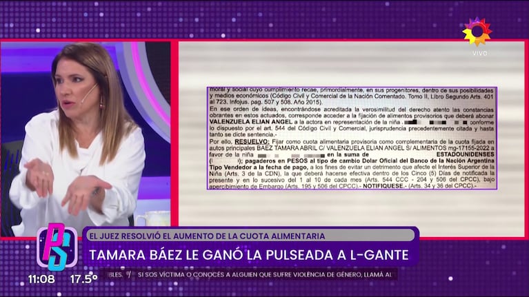 La Justicia falló a favor de Tamara Báez en su reclamo por la cuota alimentaria a L-Gante (Foto: captura de eltrece).
