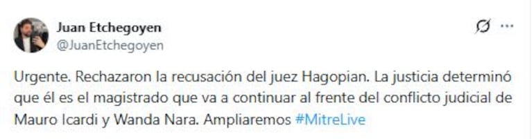 La Justicia falló contra Icardi y el conflicto con Wanda Nara suma tensión (Foto: X.xcom / @juanetchegoyen)