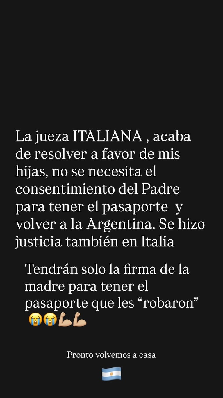 La Justicia italiana dio un paso decisivo y Wanda Nara podrá regresar a Argentina con sus hijas (Foto: Instagram).