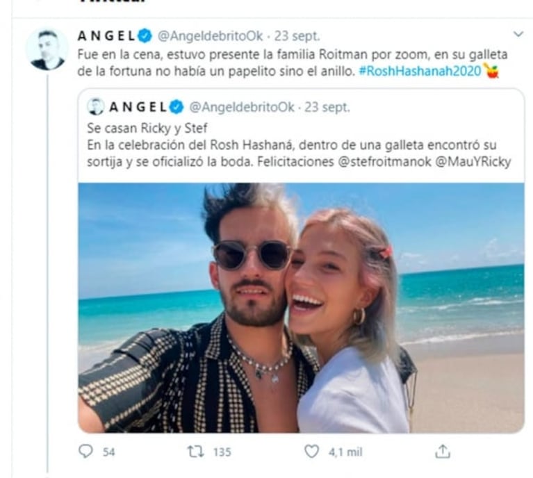 La llamativa actitud de Stefi Roitman con Ángel de Brito luego de que él confirmara su boda con Ricky Montaner: "Ya no contesta"