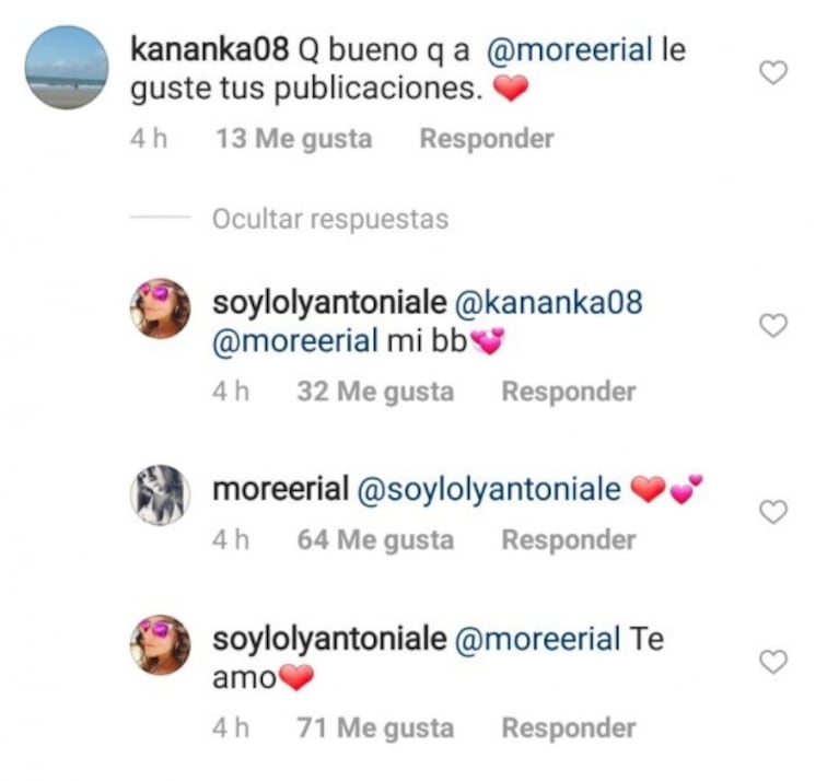 La llamativa reacción de Morena Rial a una publicación de Loly Antoniale en Instagram... ¡y la respuesta de la modelo! 