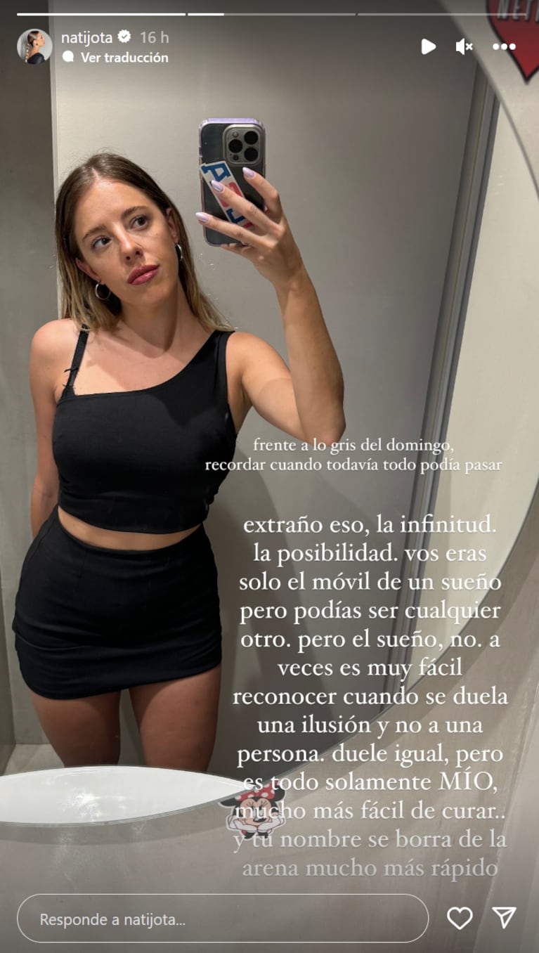 La llamativa reflexión de Nati Jota sobre los duelos y las desilusiones en el amor