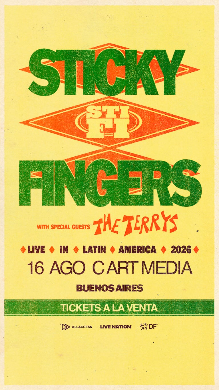La llegada de Sticky Fingers a la Argentina se da en el marco de una gira con la que la banda ya viene recorriendo Australia, Europa y Estados Unidos.