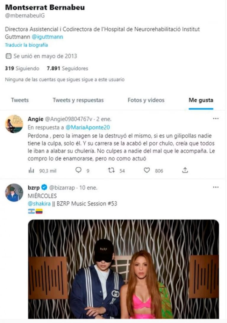 La madre de Piqué le da la razón a Shakira con sus likes