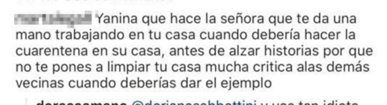 La madre de Yanina cruzó fuerte a una seguidora que cuestionó por qué trabajaba la empleada en la casa de Latorre: "Pedazo de pel..."
