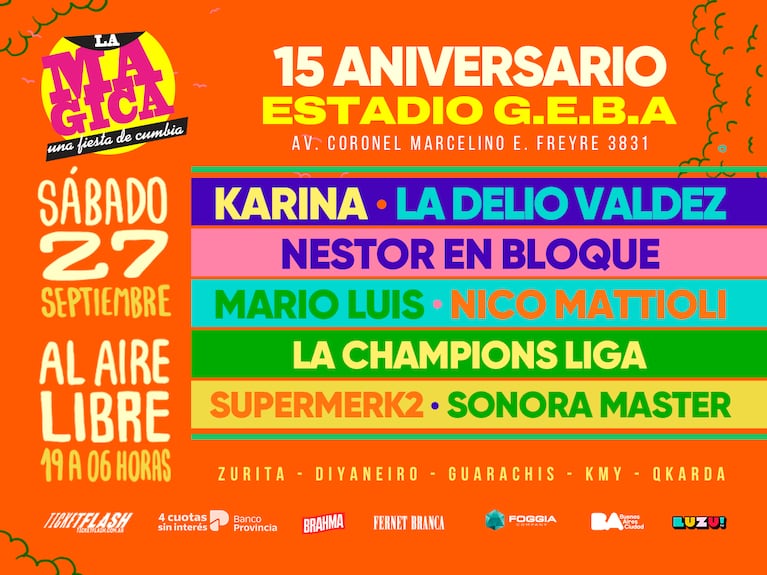 La Mágica celebra 15 años con una mega fiesta de cumbia en el Estadio GEBA