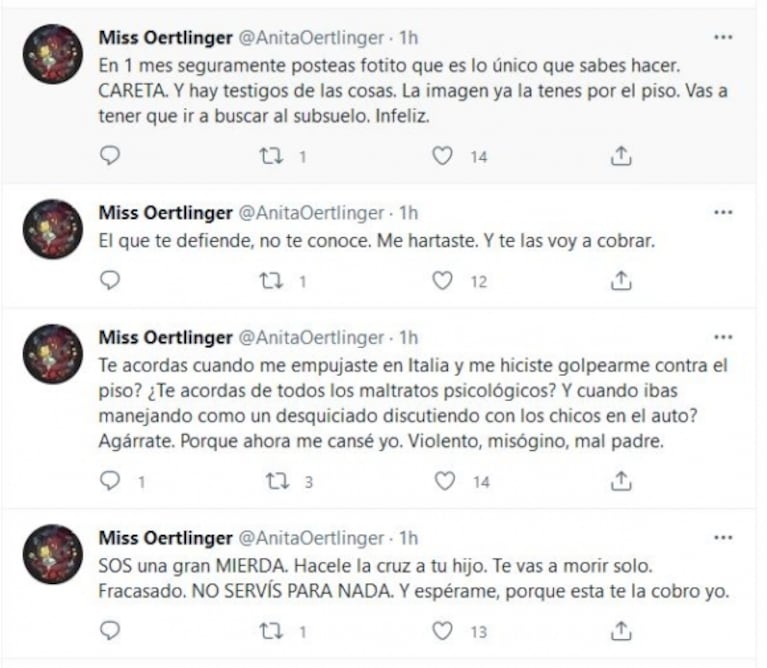 La mamá del hijo mayor de Daniel Osvaldo lanzó furiosos mensajes: "Violento, misógino, mal padre"
