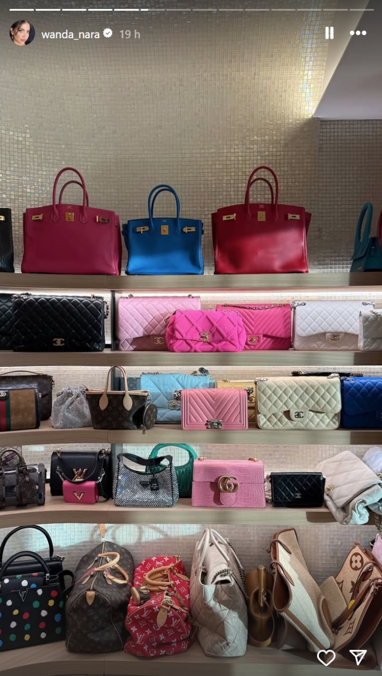 La millonaria colección de carteras y zapatos de Wanda.
