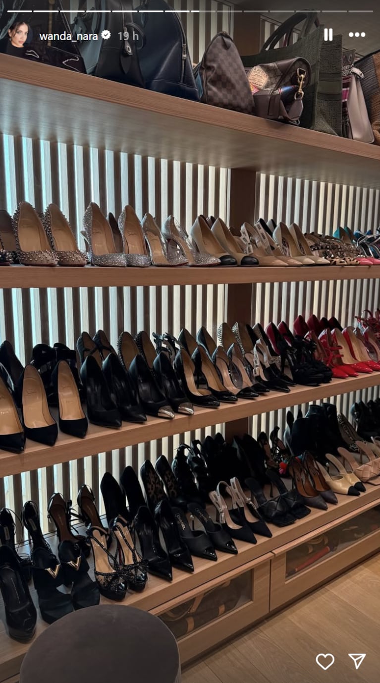 La millonaria colección de carteras y zapatos de Wanda.