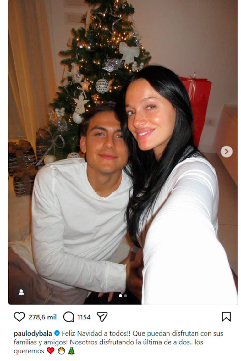 La Navidad de Oriana Sabatini y Paulo Dybala (Instagram)